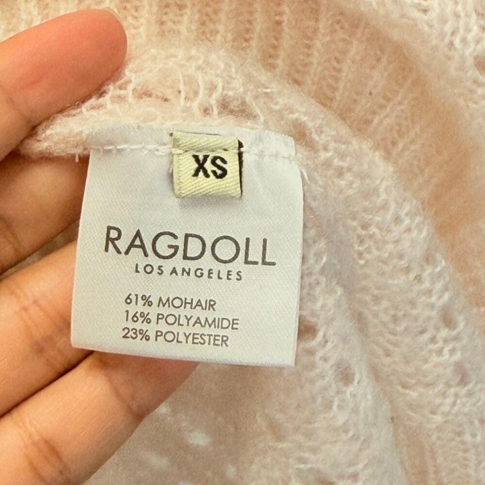 RAGDOLL LA Mohair Blend A Fuzzy Light Pink Pullover Sweater XS - Picture 7 of 8